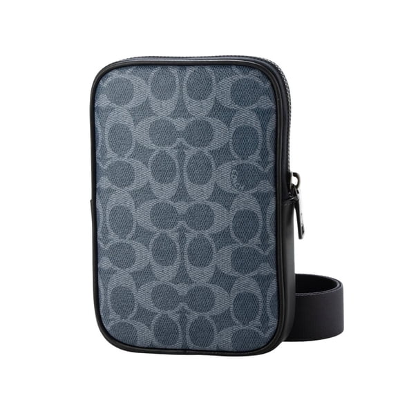 Coach Men's Aden Small Phone Crossbody Bag in Signature Canvas (Light Denim)