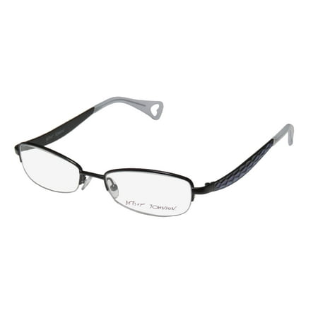 New Betsey Johnson Boho Boa Mens/Womens Designer Half-Rim Black / Multicolor Hot Fashion Accessory Frame Demo Lenses 50-17-137 Eyeglasses/Eyeglass Frame