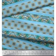 thumbnail image 2 of Soimoi Bleu Modal Satin Tissu Rayé, Insecte & Floral Kaléidoscope Tissu Imprimé par Yard 42 Pouces de Large, 2 of 3