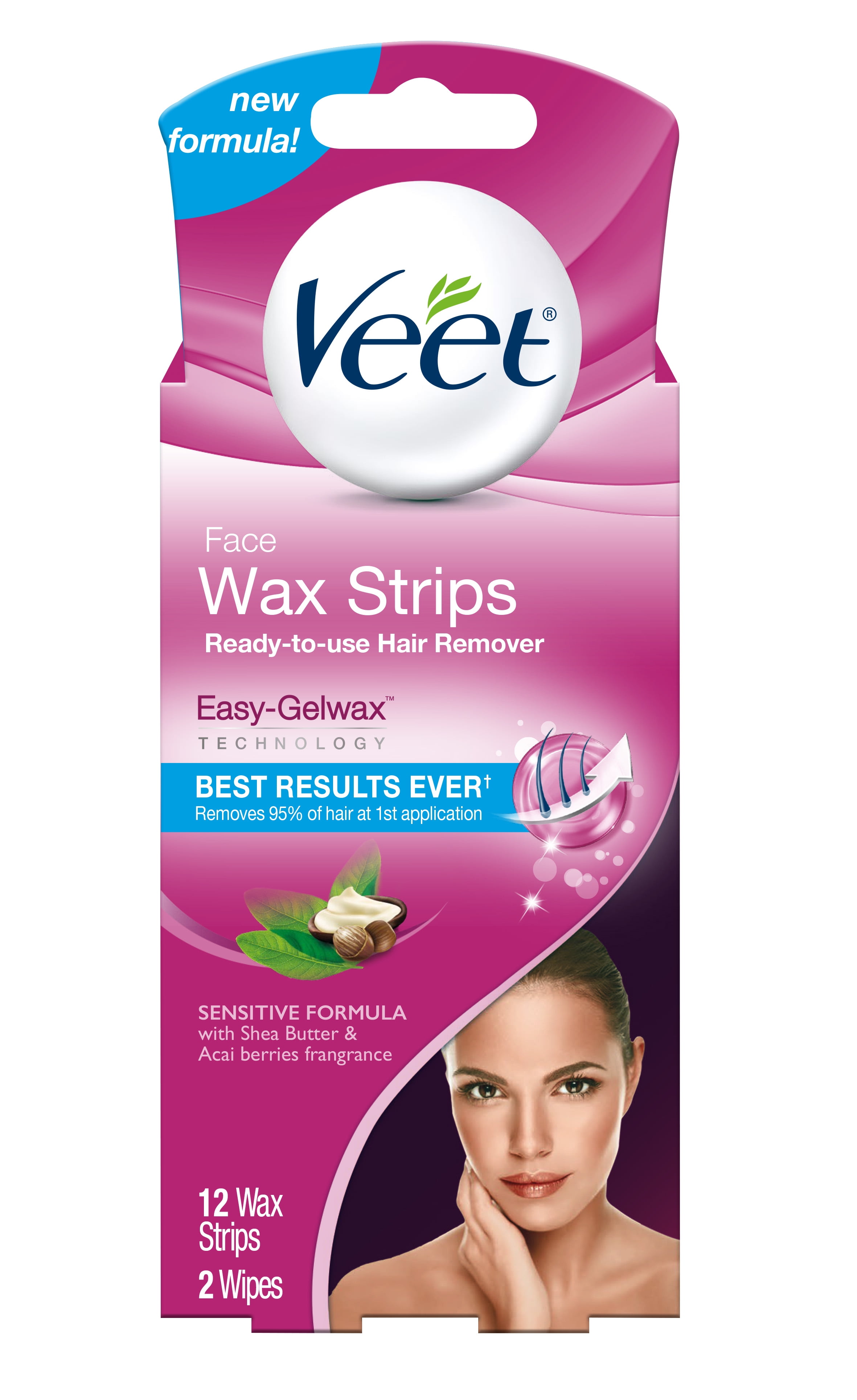 Omleiden rok stopcontact Veet Hair Removal Wax Strips – Easy- Gelwax™ Technology, Sensitive Formula  Ready-to-Use with Shea Butter & Acai Berries Fragrance, 12 Wax Strips with  2 Wipes - Walmart.com