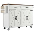 thumbnail image 3 of K&K 53" Farmhouse Kitchen Island - White with Power Outlet & Wheels, 3 of 8