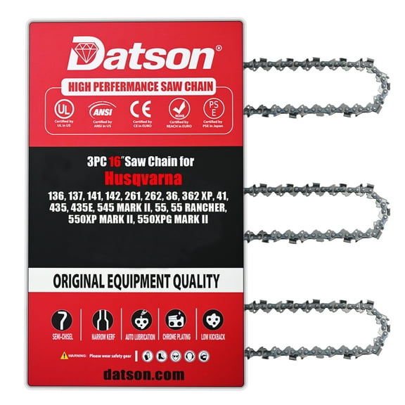 3PACK,16 Inch Chainsaw Chain .325" Pitch .050" Gauge 66 Drive Links FOR Husqvarna 136, 137, 141, 142, 261, 262, 36, 362 XP, 41, 435, 435E, 543XP