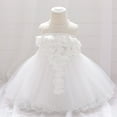 thumbnail image 2 of Vestido Para Niñas, Ropa Para Niñas Pequeñas, Flores De Temperamento Para Niños Pequeños, Vestido De Fiesta De Cumpleaños De Hilo De Red Con Perlas, Vestidos Blancos Odeerbi LM103-8327, 2 of 9