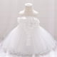 thumbnail image 2 of Vestido Para Niñas, Ropa Para Niñas Pequeñas, Flores De Temperamento Para Niños Pequeños, Vestido De Fiesta De Cumpleaños De Hilo De Red Con Perlas, Vestidos Blancos Odeerbi LM103-8327, 2 of 9