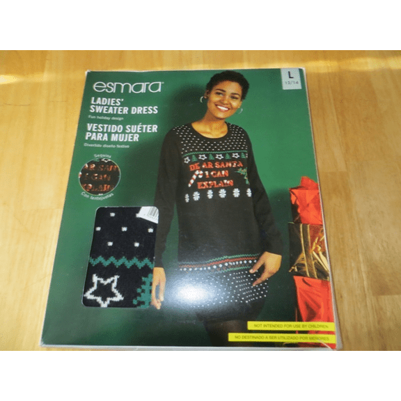 Esmara Ladies' Sweater Dress - Dear Santa, I Can Explain, Large (12/14)