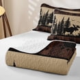 thumbnail image 4 of Castle Fairy Woodland Animal Deer Moose Quilt Full,Rustic Vintage Cabin Full Bedspread Sets,Black Tan, 4 of 7