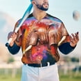thumbnail image 6 of Daiia Oil Paintings of Elephants Mens Baseball Jersey Button Down Shirts Short Sleeve Sports Uniforms-Large, 6 of 9
