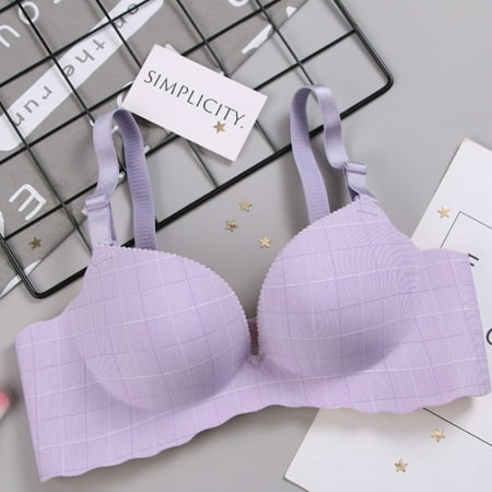 

MRULIC bras for women Women Plaid Bra Free Bra Bandage Brassiere Tira Underwear Purple + 38