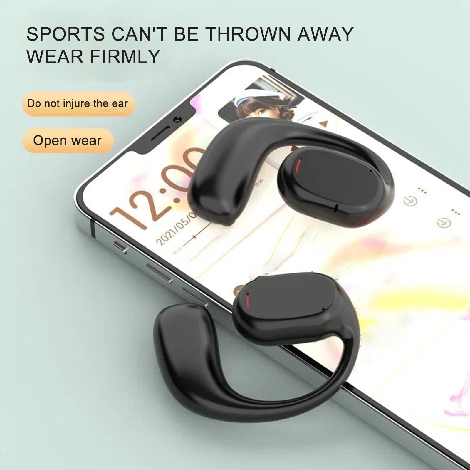 WSBDENLK Hi-Fi Tws-Headphones Not In-Ear Js270 with Ear Hooks for Training Sport Digital Display Wireless Earphones Bluetooth 5.3 Inaudible Wireless Earbuds with Mic