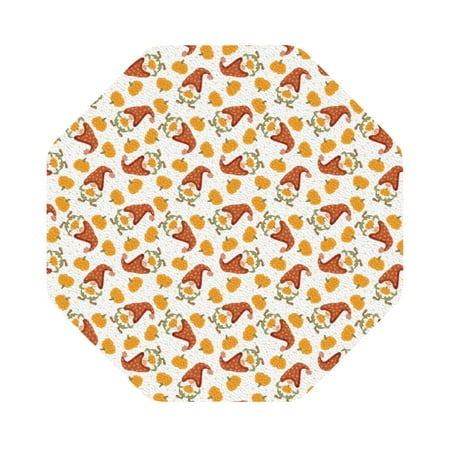 

Pofeuu Gnomes Autumn Print Leather Coasters Set of 6 Round Cups Mugs Mat Pad for Home Kitchen Heat Resistant Drink Coasters Octagon