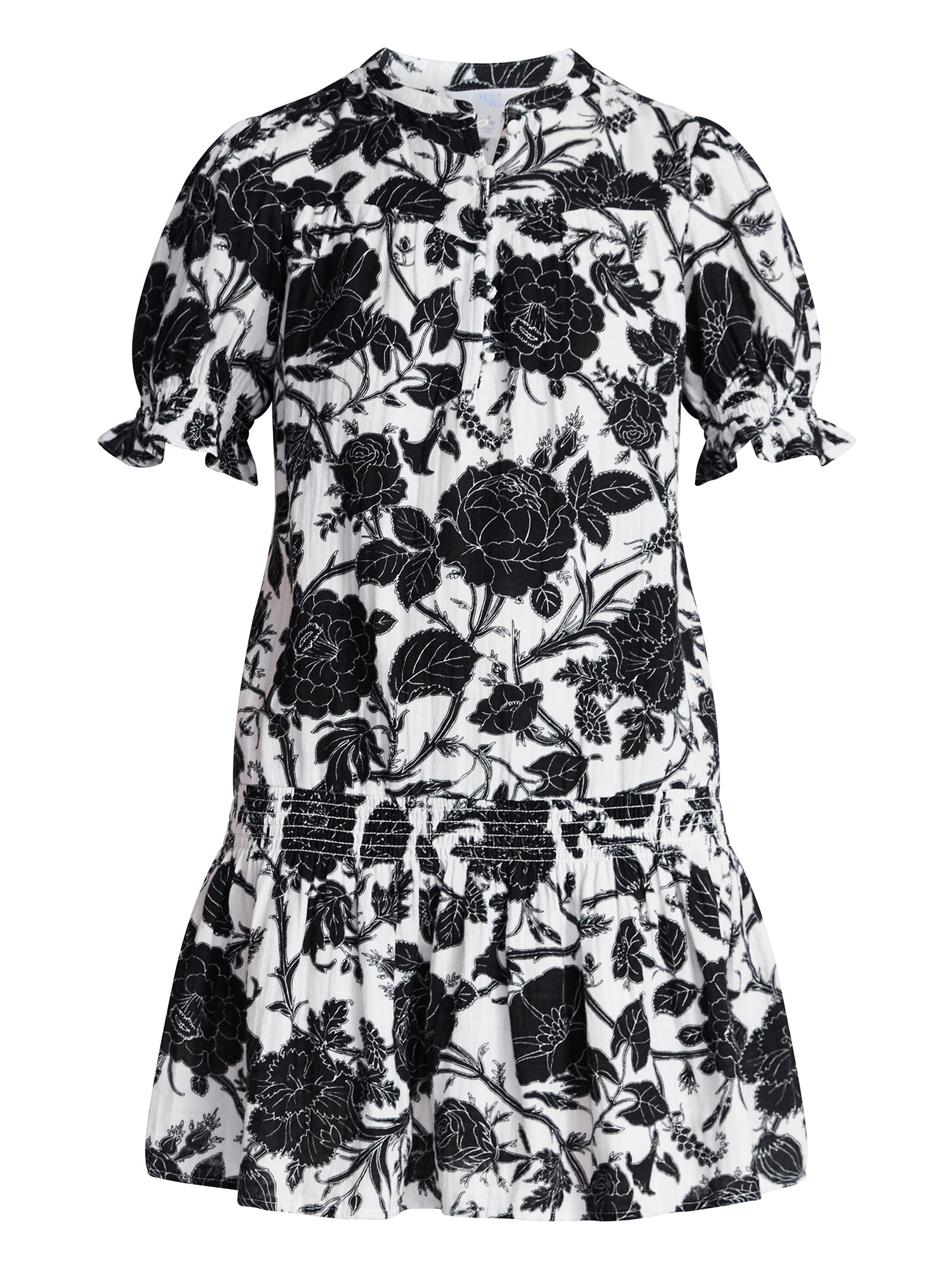 Time and Tru Women's Cotton Double Cloth Mini Dress with Drop Waist, Sizes XS-XXXL