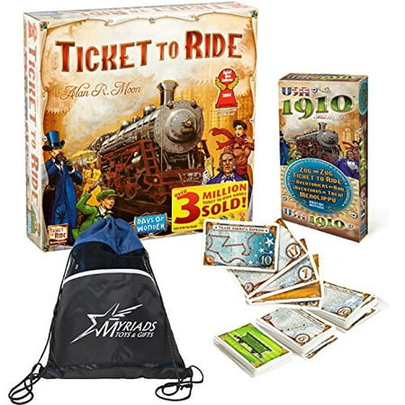 Days of Wonder Ticket To Ride with USA 1910 Expansion and Myriads Drawstring