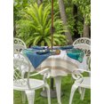 thumbnail image 3 of Outdoor Tablecloth with Umbrella Hole for Patio/Picnic/Party/Camping, Watercolor Floral Waterproof Table Cloth Round Cover Washable, Spring Flowers Bouquet Vases Wooden Beige (Dia 54"), 3 of 9