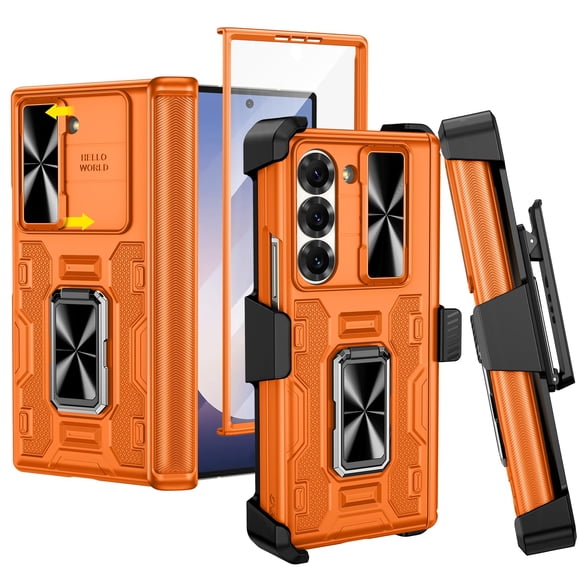Funda VEGO con soporte, soporte magnético con anillo de 360° para Galaxy Z Fold 6, naranja