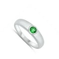 thumbnail image 4 of CHOOSE YOUR COLOR High Polish Simulated Emerald Ring .925 Sterling Silver Green CZ Female Size 9, 4 of 4