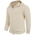 thumbnail image 3 of BiZtdJrK Men's Zip Up Hoodie Lightweight Long Sleeve Basic Slim Fit Cotton Sweatshirt Jackets with Pocket, Khaki, M, 3 of 8