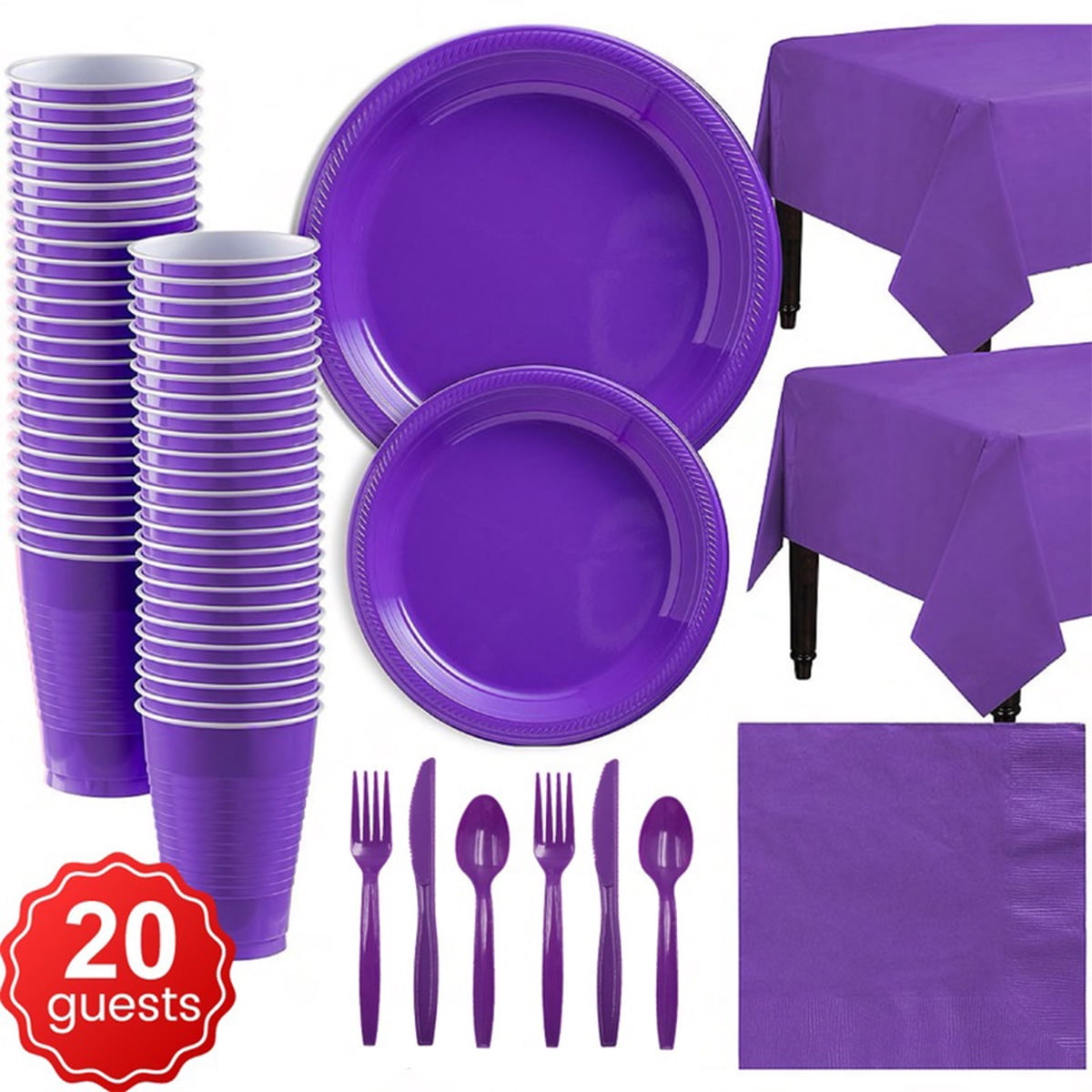 JAM Paper 20-Pack Purple Plastic Disposable Dinner Bowl in the
