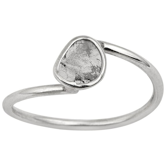 0.25 CTW Natural Slice Diamond Polki Tiny Ring 925 Sterling Silver Women Mother's Day Gift Jewelry