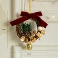 thumbnail image 3 of Christmas Wreath for Window, 2 Pcs Christmas Wreath Bows with Jingle Bells and Pinecone Hanging Christmas Hanging Ornaments for Car Door Window Christmas Decoration (Green and Red), 3 of 6