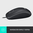 thumbnail image 5 of Logitech M100 Mouse con Cable USB, 3 Botones, Seguimiento Óptico, 1000 DPI, Ambidiestro, Compatible con PC, Mac, Laptop - Negro, 5 of 5