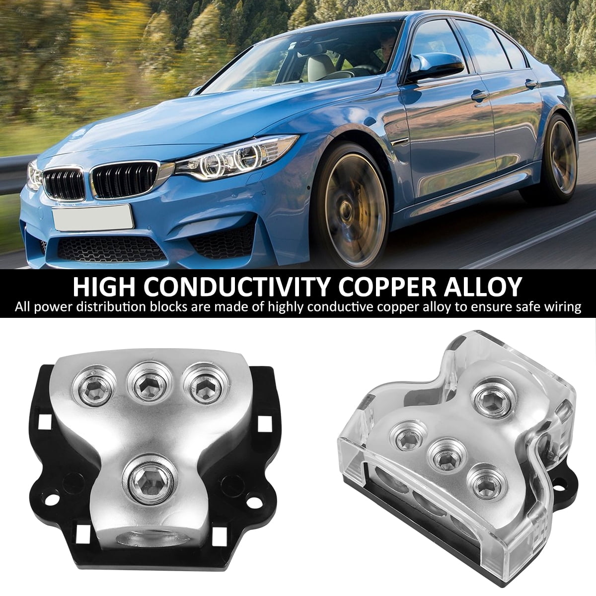 3 Way Power Distribution Block, 1x 0 Gauge In 3x 4 Gauge Out For Car Audio Connection Parts - View #6