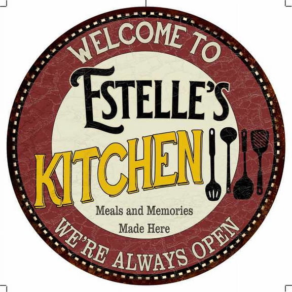 Estelle's Kitchen 12" Round Metal Sign Bar Game Room Wall Déco 200120040419