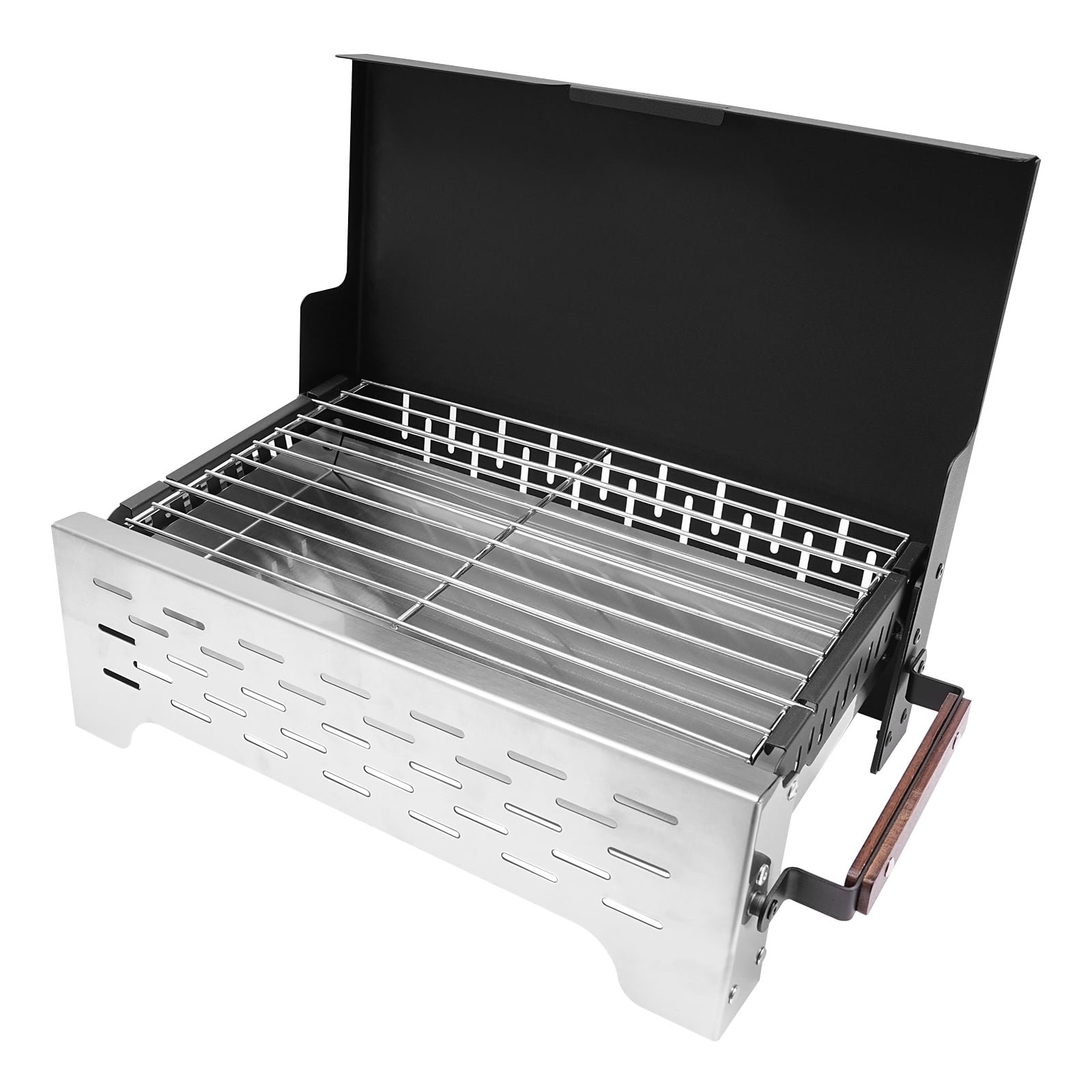 ToppiJoy Portable Charcoal Grill Stainless Steel, Countertop Folding Camping Grill Outdoor BBQ Grill for Outdoor Cooking Camping Garden