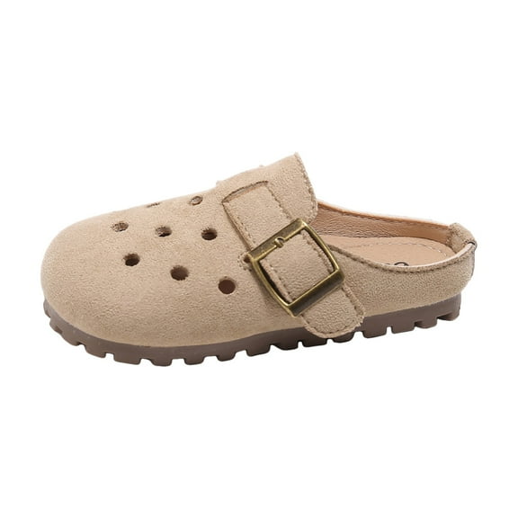 Mepaouo Toddler Kids Suede Clogs Boys Girls Cork Sandals Comfortable Outdoor Slippers Slip on Mules