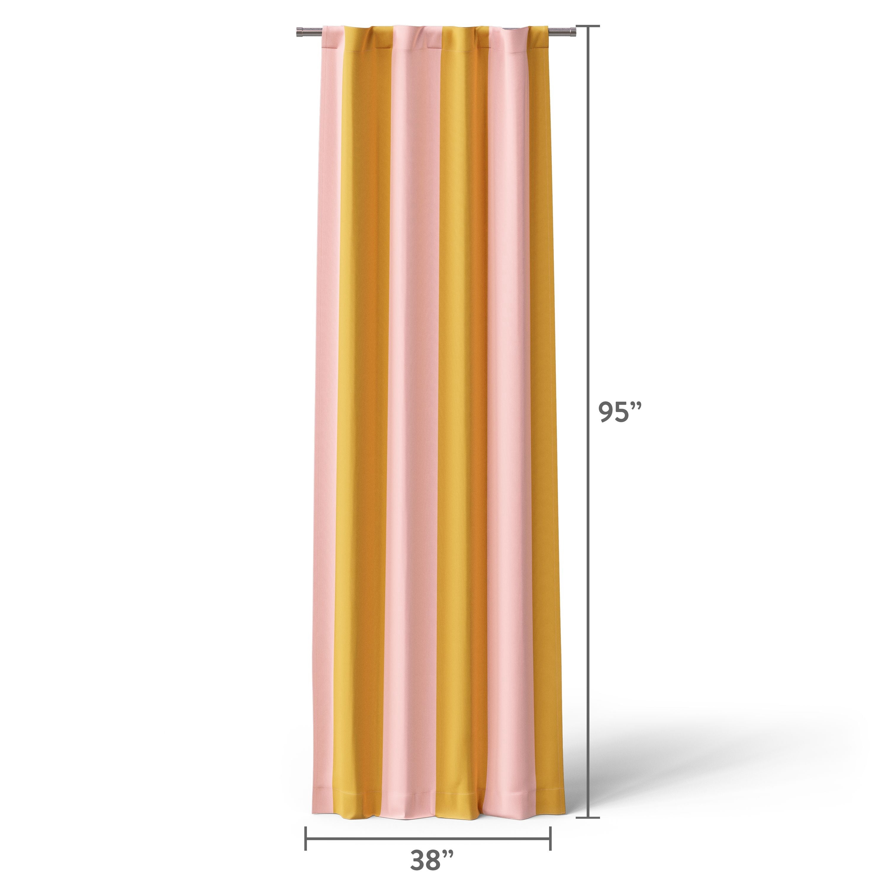 Mainstays Kids Cabana Stripe 100% Blackout Curtain Panel, Pink & Gold, 38 x 95 in