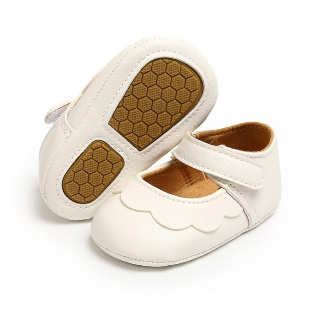 Newborn Baby Girl Anti-slip PU Leather Crib Shoes Soft Sole Sneakers Prewalker N 
