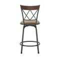 thumbnail image 6 of Weston Home Shapel Double X-Back with Brown Wood Trim Adjustable Swivel Bar Stools, Sheen Black (Set of 3), 6 of 9