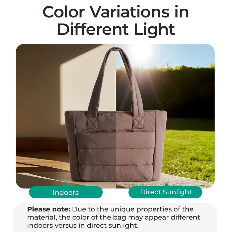 BAGSMART Tote Bag for Women, Lightweight Shoulder Bag with Compartments Puffy Handbag for Travel, Work, Beach, Gym, Shop, Coffee-Basic