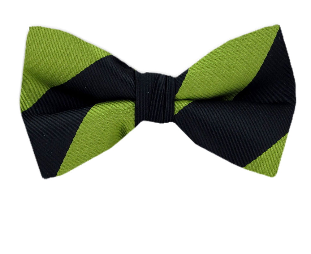 Mens Green Silk Stripes Self Tie Bowtie Tie Yourself Bow Ties 