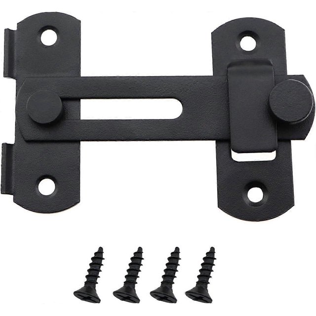 Pestillo de acero inoxidable negro de 100 x 70 mm para baño, pestillo simple, pestillo para puerta corrediza de granero, 18