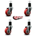 thumbnail image 2 of 3.5 Inch Red Poly Wheel Swivel 1-3/4 Inch Expanding Stem Caster Set SCC, 2 of 2