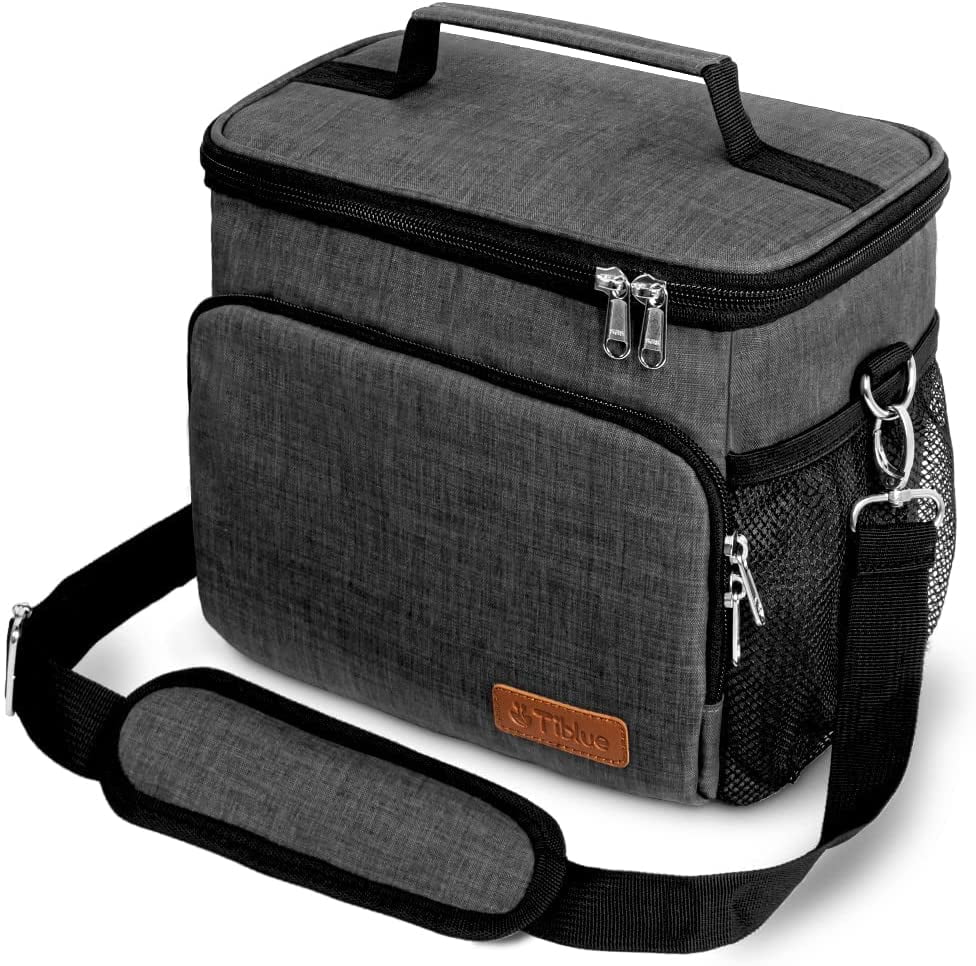 Femuar Lunch Box for Men Women Adults Small Lunch Bag for Office Work Picnic - Reusable Portable Lunchbox, Charcoal Grey