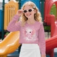 thumbnail image 2 of DISNIMO Axolotl Print Girls Crop Tops Kids Fashion Pullover Sweatshirt Long Sleeve Cropped Hoodie Crewneck Pullover Tops 5-14Y, 2 of 7
