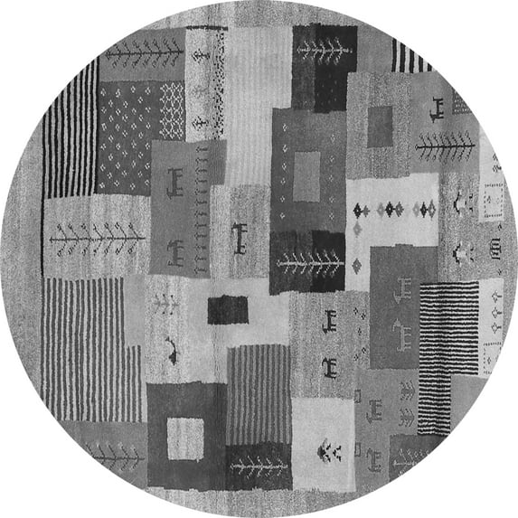 Ahgly Company Indoor Round Abstract Gray Contemporary Area Rugs, 7' Round