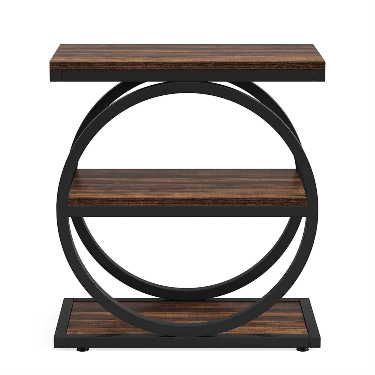 Demi Bonndustrial Console Table for Entryway, Farmhouse Sofa Tables Behind Couch, Rustic Wood and Metal Foyer Table with 3-Tier Shelves for Hallway Living Room, Brown