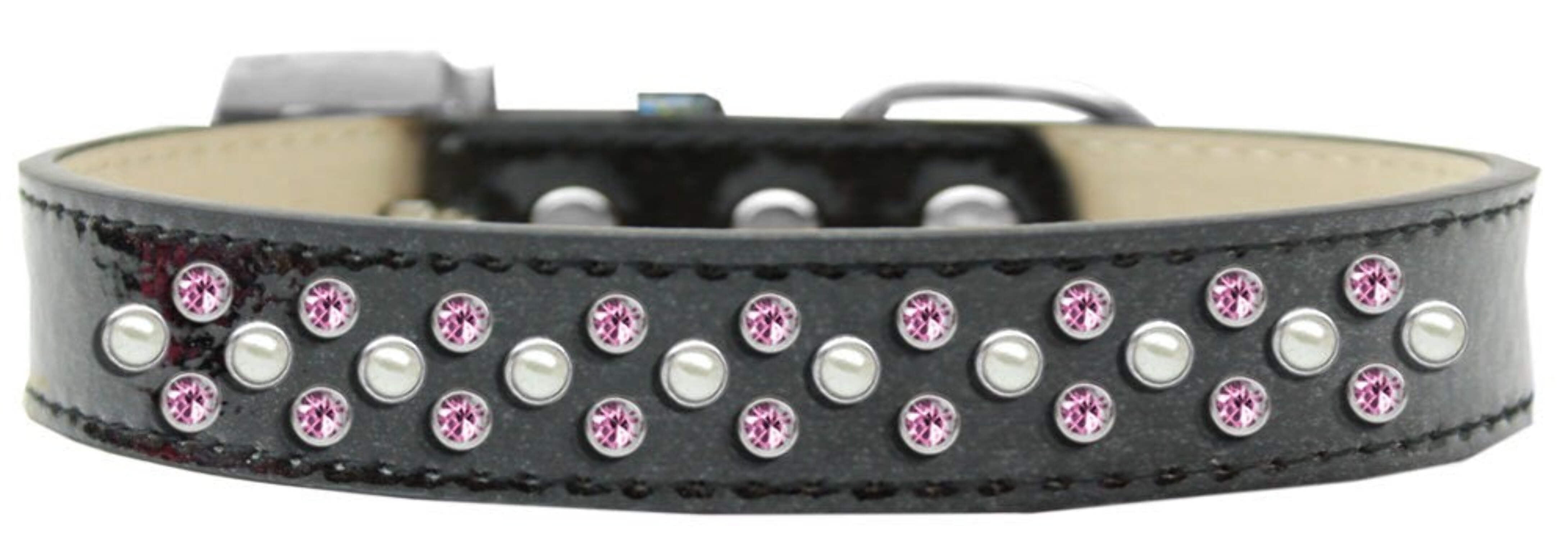 Sprinkles Ice Cream Dog Collar Pearl And Light Pink Crystals Size Size 20 Silver