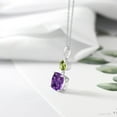 thumbnail image 4 of Gem Stone King 925 Sterling Silver Purple Amethyst and Green Peridot Pendant Necklace for Women (4.00 Cttw, Gemstone February Birthstone, Cushion 10MM, Round 6MM), 4 of 4