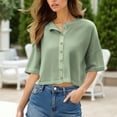 thumbnail image 2 of Sexlip Womens Cropped Cardigan Short Sleeve Cardigan Lightweight Oversized Cardigans Trendy Button Down Shirts Green S, 2 of 4