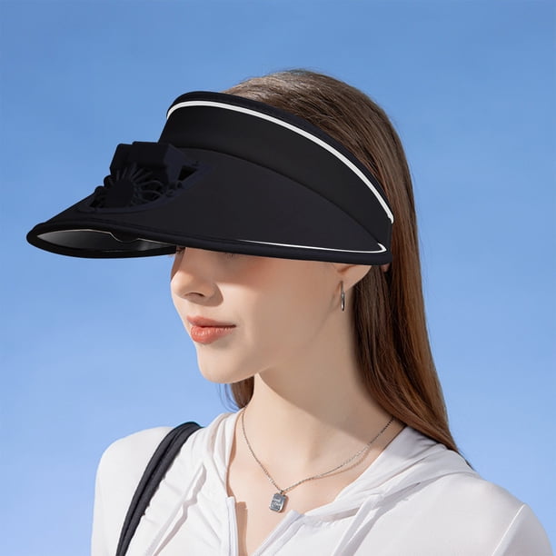 Sombrero para acampar y hacer senderismo con ventilador de carga USB, protección solar, parasol, para viajes al aire libre, equitación, playa, sombrero para el sol vacío, gorra de abanico