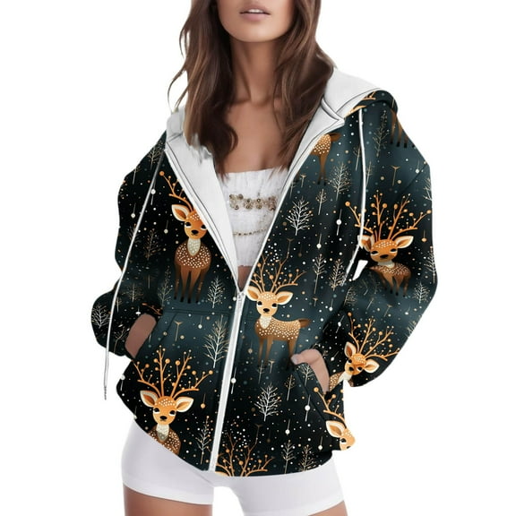 Women Blouses Women's Zip Hoodie Regular Sweatshirts Womens Casual Workout Long Sleeve Crop Tops Zip up Hoodies Sweatshirts Little Fuzzy Long Sweater Quilted Sweatshirt Men Sleeve Women Black S