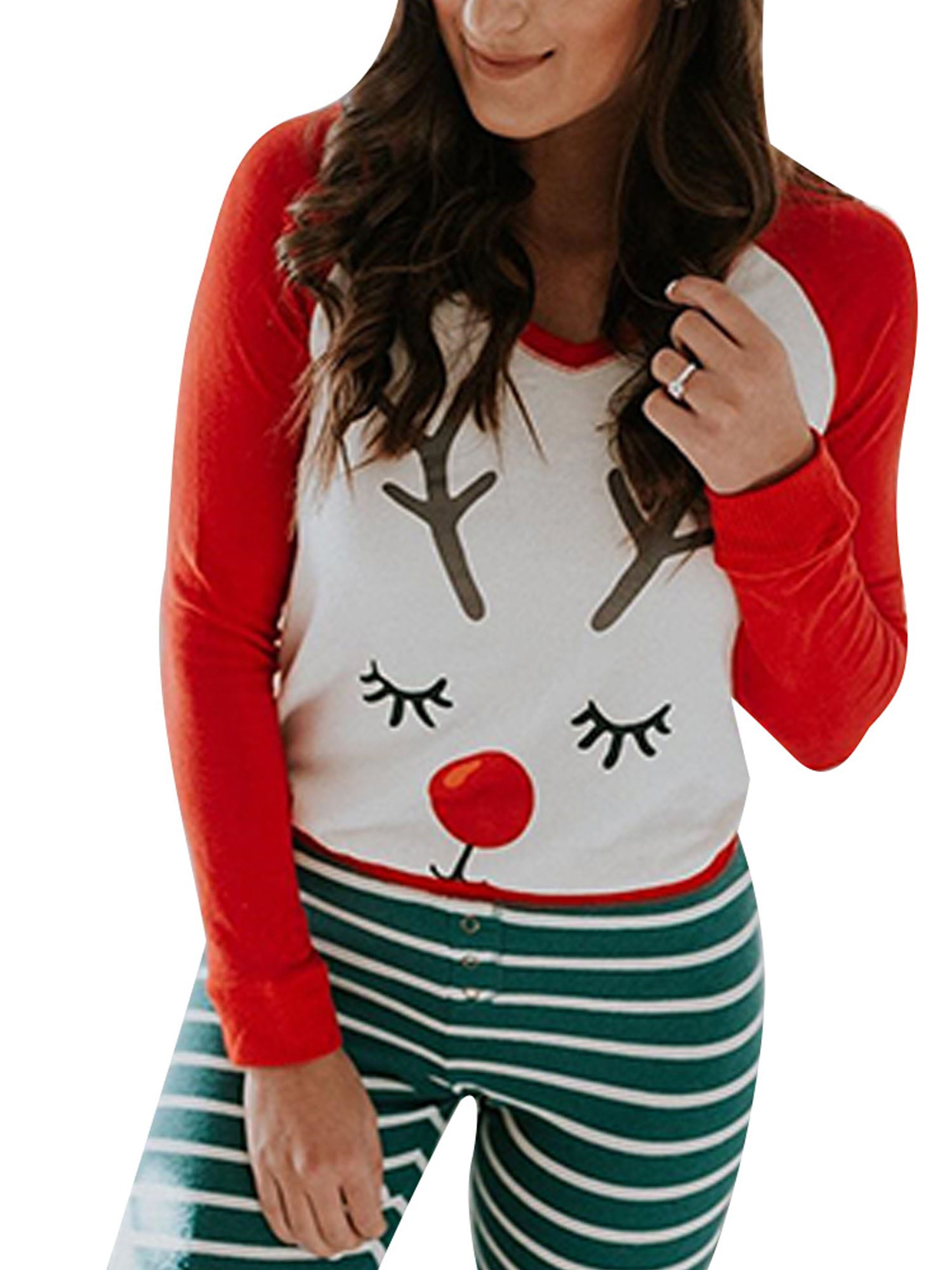 Ma&Baby - Ma&Baby Christmas Pajamas For Women Reindeer Print Xmas