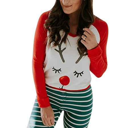 

Ma&Baby Christmas Pajamas For Women Reindeer Print Xmas Pajamas Sleepwear Set