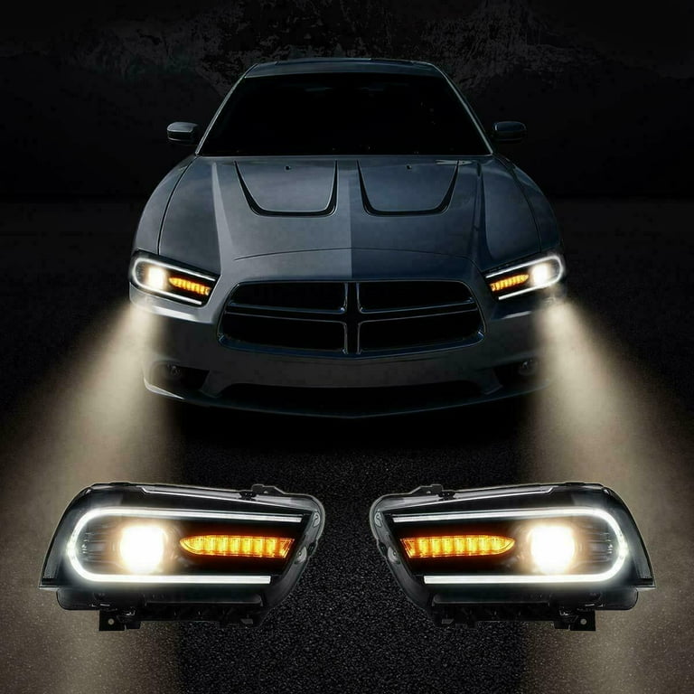 LED Headlights with DRL Sequential Turn Signal for 2011-2014 Dodge