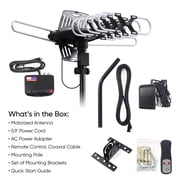 onn Outdoor TV Antenna with Mounting Pole, 85-mile Range (Reception Varies by Location), Supports HDTV & 4K UHD