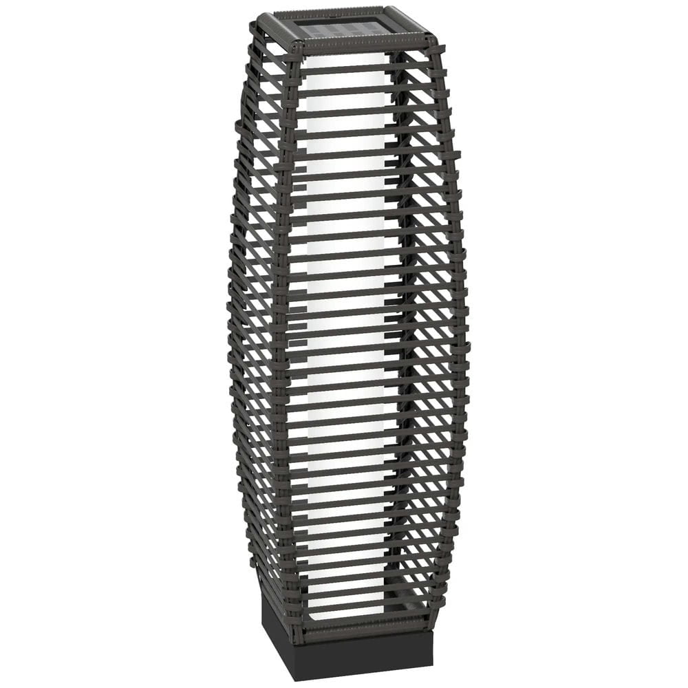 Topcobe Solar Floor Lamp, Outdoor Rattan Garden Lantern Pathway Light & Decorative Driveway Lighting with Auto On/Off LED Lights, Outside for Patio Backyard Garden Porch, Yard, Lawn, Gray