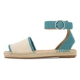 thumbnail image 2 of YDN Women Comfortable Open Toe Flats Sandals Strap Buckles Two Toned Wedge Low Heels Shoes Summer Daily Party Size 8.5 Blue, 2 of 4